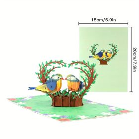 1pc New 3D Creative Three-dimensional Valentine's Day Greeting Card; Thank You Blessing Message Card; Exquisite High-end Handmade Love Bird Laser