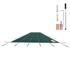 Inground Pool Safety Cover, 14 ft x 26 ft Rectangular Winter Pool Cover, Triple Stitched, High Strength Mesh PP Material with Good Rain Permeabil