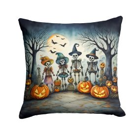 Calacas Skeletons Spooky Halloween Throw Pillow Machine Washable, Indoor Outdoor Decorative Pillow for Couch, Bed or Patio, 18Hx18W