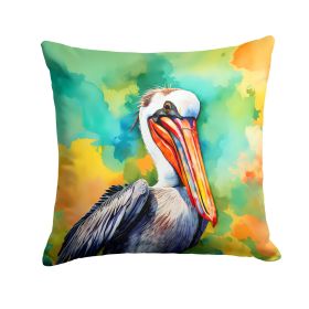 NEW Hippie Animal Pelican Throw Pillow Machine Washable, Indoor Outdoor Decorative Pillow for Couch, Bed or Patio, 14Hx14W