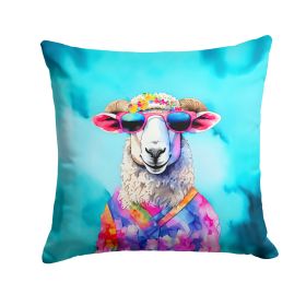 NEW Hippie Animal Sheep Throw Pillow Machine Washable, Indoor Outdoor Decorative Pillow for Couch, Bed or Patio, 14Hx14W