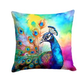 NEW Hippie Animal Peacock Throw Pillow Machine Washable, Indoor Outdoor Decorative Pillow for Couch, Bed or Patio, 14Hx14W