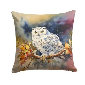 Snowy Owl Throw Pillow Machine Washable, Indoor Outdoor Decorative Pillow for Couch, Bed or Patio, 14Hx14W