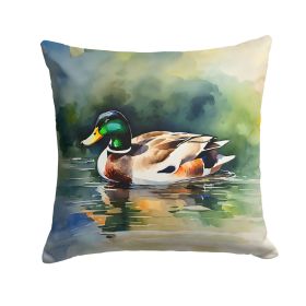 Mallard Throw Pillow Machine Washable, Indoor Outdoor Decorative Pillow for Couch, Bed or Patio, 14Hx14W
