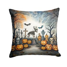 Pet Cemetery Spooky Halloween Throw Pillow Machine Washable, Indoor Outdoor Decorative Pillow for Couch, Bed or Patio, 14Hx14W