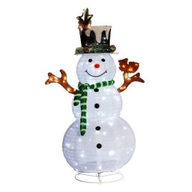 4ft White Squirrel And Star Snowman, 120L White LED Light, Telescopic Style, Christmas Snowman Light, 30V 3.6W, US Standard (Option: White)