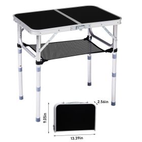 2ft Adjustable Height Foldable Outdoor Side Table Lightweight Aluminum Picnic Beach Desk (Option: BlacK)
