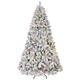 Artificial 6ft Flocked Christmas Tree With 888 PVC Branch Tips, Pine Cone*35pcs, 350L Colorful Led, Memory Wire+iron Wire, Hinged Premium & Folda (Option: defaulttitle)