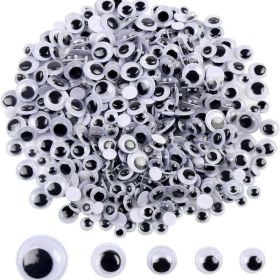 DECORA 500 Pieces 6mm 12mm Black Wiggle Googly Eyes With Self Adhesive For Crafts Decorations (Option: White)