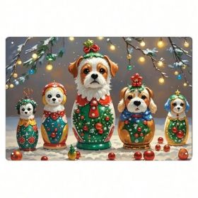 CIFbuy Christmas Eve Puppy Russian Nesting Dolls Tin Sign, 8x12 Inch Vintage Metal Wall Art, Unframed Charming Decor For Bathroom Cafe IkTok, IkT (Option: defaulttitle)