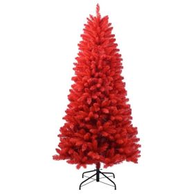 Artificial 5ft Red Christmas Tree With 624 PVC Branch Tips, Hinged Premium & Foldable Base For Indoor Holiday Decorating (Option: defaulttitle)