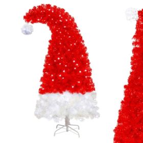 6FT Artificial Christmas Tree With LED Light, Santa's Hat Shape Artificial Whimsical Xmas Tree With 1050 Tip, Curved Xmax Tree (Option: defaulttitle)