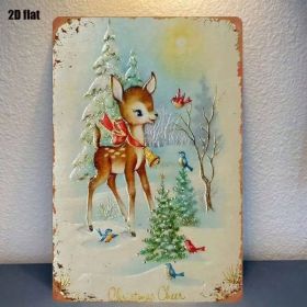 CIFbuy 1PC Rustic Iron Metal Wall Sign Winter Reindeer Snowy Woods Pattern No Text Christmas Holiday Home Outdoor Wall Art Decor Orname TikTok, T (Option: defaulttitle)