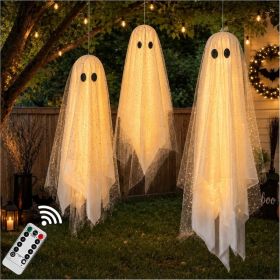 Halloween Decorations Outdoor Indoor 3pcs Hanging Ghost Decor With Light,Halloween (Option: White)
