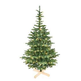 Artificial 8ft Green LED-lit Christmas Tree With 1307PE/PVC Mixed Branch Tips,Hinged Premium & Foldable Base For Indoor Holiday Decorating (Option: defaulttitle)