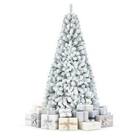 6 FT Snow Flocked Artificial Christmas Tree With 600 Branch Tips, Hinged PVC Xmas Tree Foldable Metal Stand Flame Retardant For Home Office Holid (Option: defaulttitle)