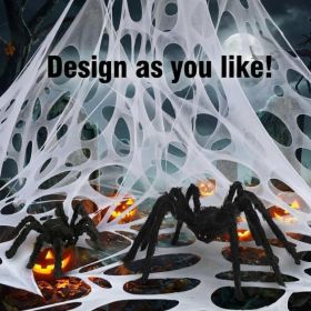 DIY Giant Halloween Spider Web 450 Sq Ft Stretchable Spider Web With 10 Ground Stakes (Option: White)