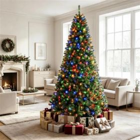 8 FT Pre-Lit Artificial Christmas Tree With 600 Dual Color LED Lights, 1605Branch Tips Hinged PVC Xmas Tree With Remote Timer 9 Lighting Modes Fo (Option: defaulttitle)