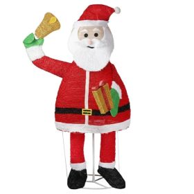 6FT Lighted Santa Claus Holding Bell Christmas Yard Decorations, Pre-lit Pull Up Santa With 200 Warm White LEDs, For Xmas Outdoor Holiday Indoor (Option: defaulttitle)
