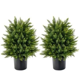 2-Pack 21.5" Artificial Topiary Ball Tree - Realistic Cedar Balls, PE/PVC Material, Green (Option: defaulttitle)
