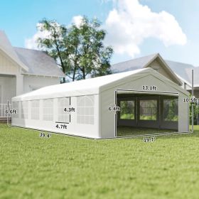 20 X 40 Ft Heavy Duty Party Tent Outdoor Gazebo Wedding Tent Event Shelter Carport BBQ With Removable Sidewalls & Windows, Outside Waterproof Can (Option: White)