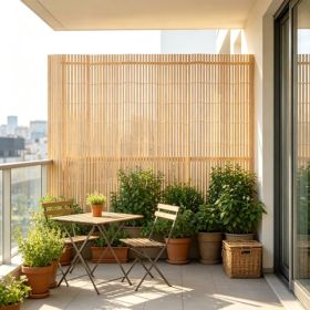 6 Ft X 13 Ft Natural Bamboo Privacy Screen, Eco-Friendly Decorative Slat Fence For Garden & Patio (Option: 69238831)