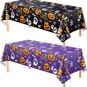 Halloween Plastic Tablecloth 2 Pack  Disposable Table Cover For Halloween Party Decor (Option: MULTI)