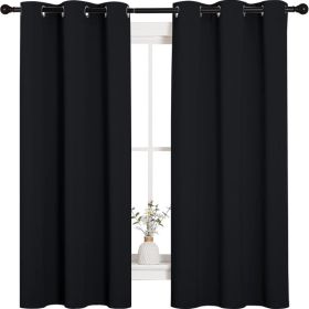 Halloween Pitch Black Solid Thermal Insulated Grommet Blackout (Option: BlacK)