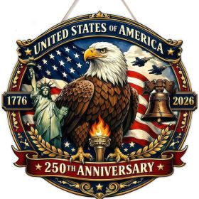 1 pc 250th anniversary of American independence, bald eagle commemorative wooden plaque, home porch decoration, wooden hanging board (Color: 29, size: 30*30*0.5cm)