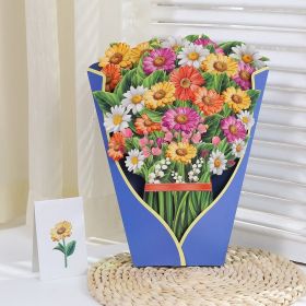 3D Pop Up Flower Bouquet Paper Flowers Cards; Forever Flower Bouquet Birthday Gift Greeting Cards With Note Card And Envelope For Women Girls Wif (Items: Daisy)
