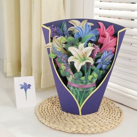 3D Pop Up Flower Bouquet Paper Flowers Cards; Forever Flower Bouquet Birthday Gift Greeting Cards With Note Card And Envelope For Women Girls Wif (Items: Lily)