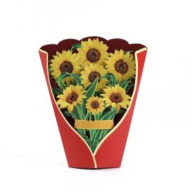 3D Pop Up Flower Bouquet Paper Flowers Cards; Forever Flower Bouquet Birthday Gift Greeting Cards With Note Card And Envelope For Women Girls Wif (Items: Sunflower)