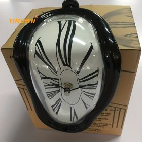 1pc, Surreal Melted Twisted Roman Numeral Wall Clocks Surrealism Style Clock Home Accessory Distorted Wall Watch Decor (Color: black)
