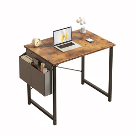 31IN Computer Desk for Home Office, Modern Study Work Table Simple Style for Bedroom, Writing Desks with X-Shaped Reinforcement (Color: brown/31IN)