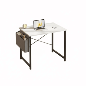 31IN Computer Desk for Home Office, Modern Study Work Table Simple Style for Bedroom, Writing Desks with X-Shaped Reinforcement (Color: white/31IN)