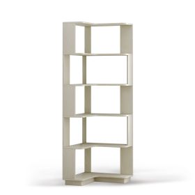 6 Tier Freestanding L-Shaped Corner Bookshelf For Living Room, Bedroom, Wooden Bookcase with anti-drop panle & anti tipping device, Display shelf (Color: White Oak)