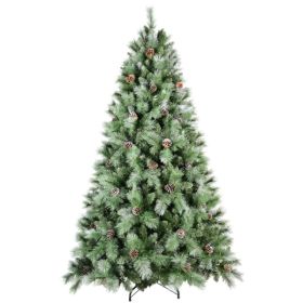 Artificial 7ft Green Christmas Tree With 1348PVC/Hard Needle Mixed Branch Tips,Pine Cone,Hinged Premium & Foldable Base For Indoor Holiday Decora (Option: defaulttitle)