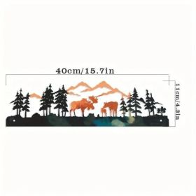 CIFbuy Vintage Moose Winter Forest Christmas Tree Wall Art Iron Decor For Living Room Bedroom Entryway(TikTok, Temu Pick-up Service) (Option: defaulttitle)
