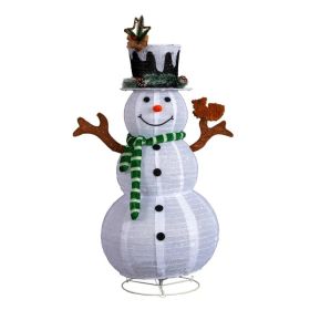 4FT Lighted Snowman And Squirrel Christmas Yard Decorations, Pre-lit Pull Up Snowman With 120 White LEDs, For Xmas Outdoor Holiday Indoor Decor L (Option: defaulttitle)