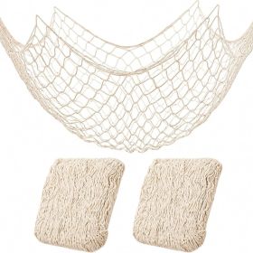 2 Pack Fish Net Decorations For Party, Natural Cotton Hawaiian Table Runner Party Fishing Net Decorative (Option: White)