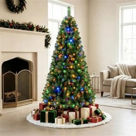 7 FT Pre-Lit Artificial Christmas Tree With 500 Dual Color LED Lights, 1181 Branch Tips Hinged PVC Xmas Tree With Remote Timer 9 Lighting Modes F (Option: defaulttitle)